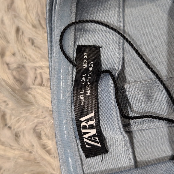 Zara Satin Strapless Blue Crop Tube Top - Picture 4 of 5